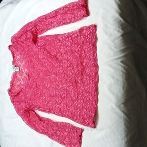 Caren Sport womens 1X floral sheer long sleeved top